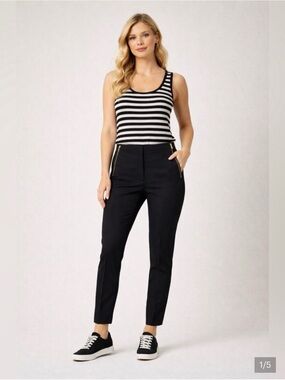 Ted Baker Eiley Black Tailored Ankle Pants Gold Zip Women’s Sz 4 UK/ 10 US